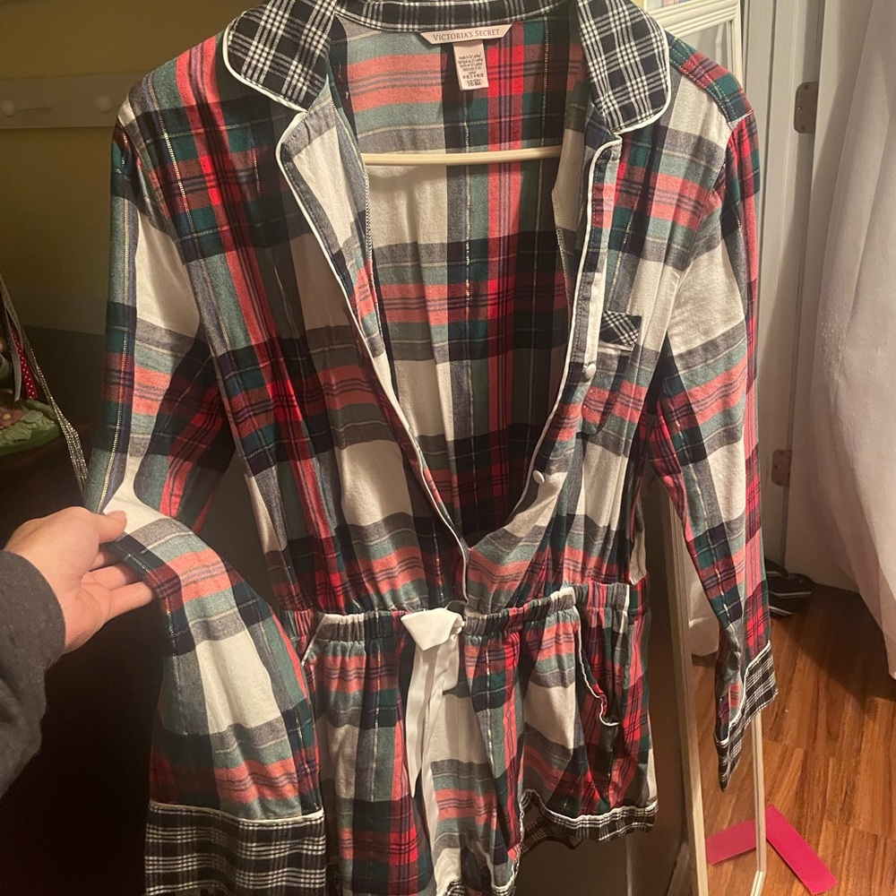 Plaid romper pajamas